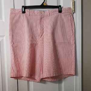 Lands' End gingham Red and White Striped Shorts Sz 36 EUC